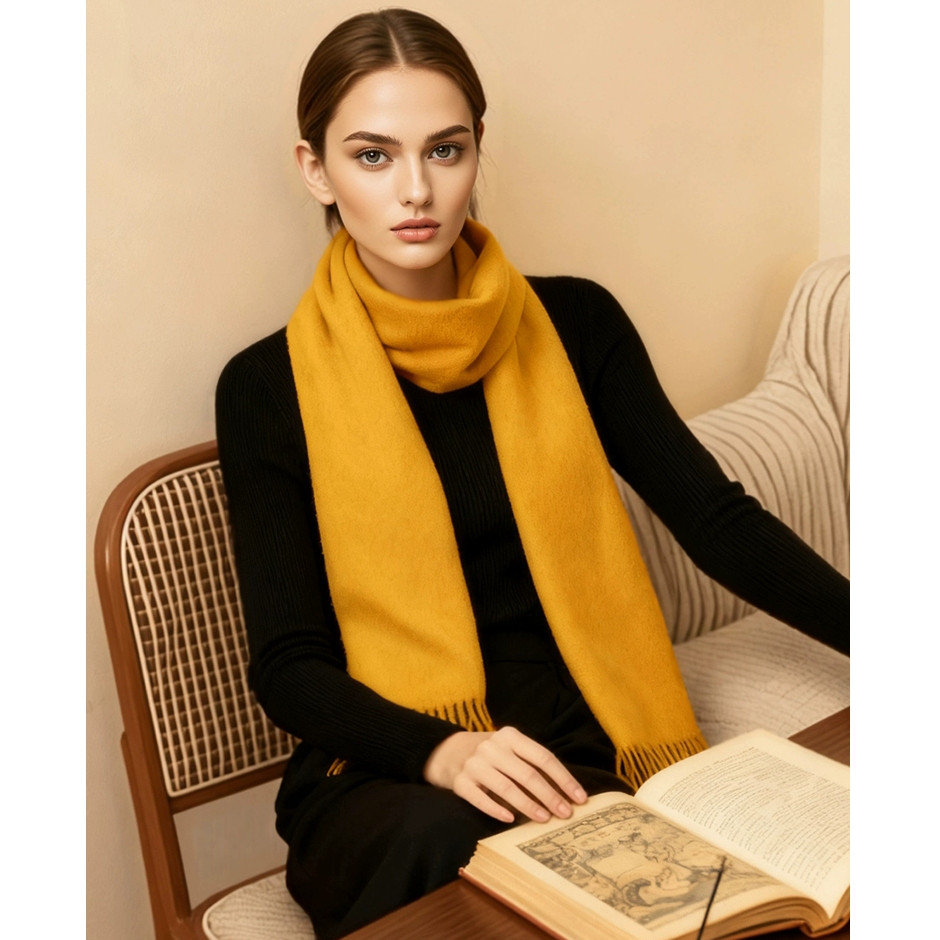 鄂尔多斯市100%羊绒围巾女高级感围脖纯色logo定制空调房大披肩冬