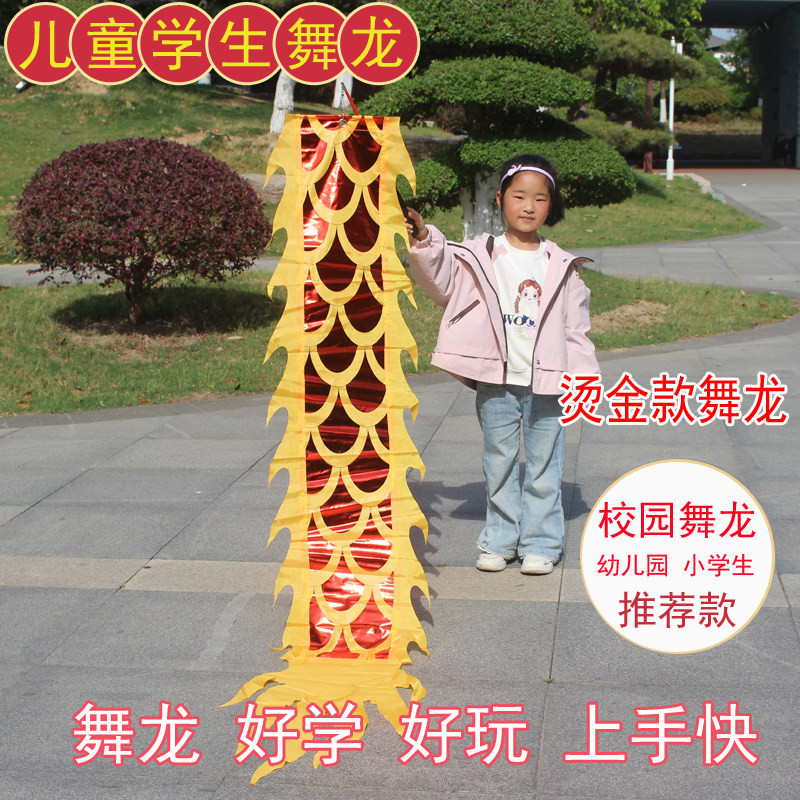 校园舞龙甩龙儿童舞龙彩带舞学生舞龙彩带棒耍龙烫金舞龙广场舞龙