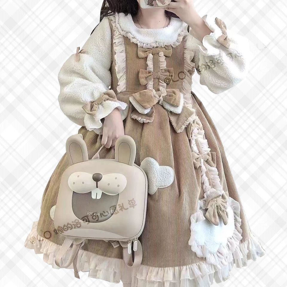 现货秋冬款lolita全套厚实保暖冬季卡哇伊丽塔长袖OP学生连衣裙