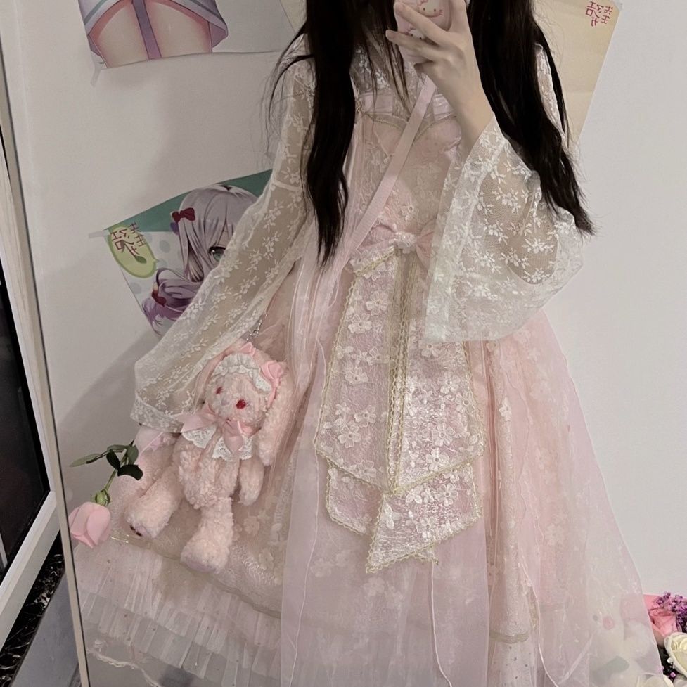 lolita内搭中华风洛丽塔网纱蕾丝衫女春夏季长袖打底衫女上衣