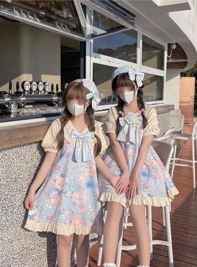 夏季新款小个子新款甜美学生娃娃领海军熊连衣裙洛丽塔日常轻lo