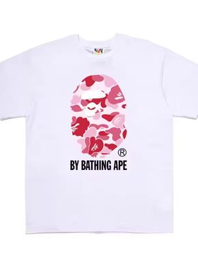 正品bape猿人头潮牌字母印花休闲街头男女宽松T恤半袖衫