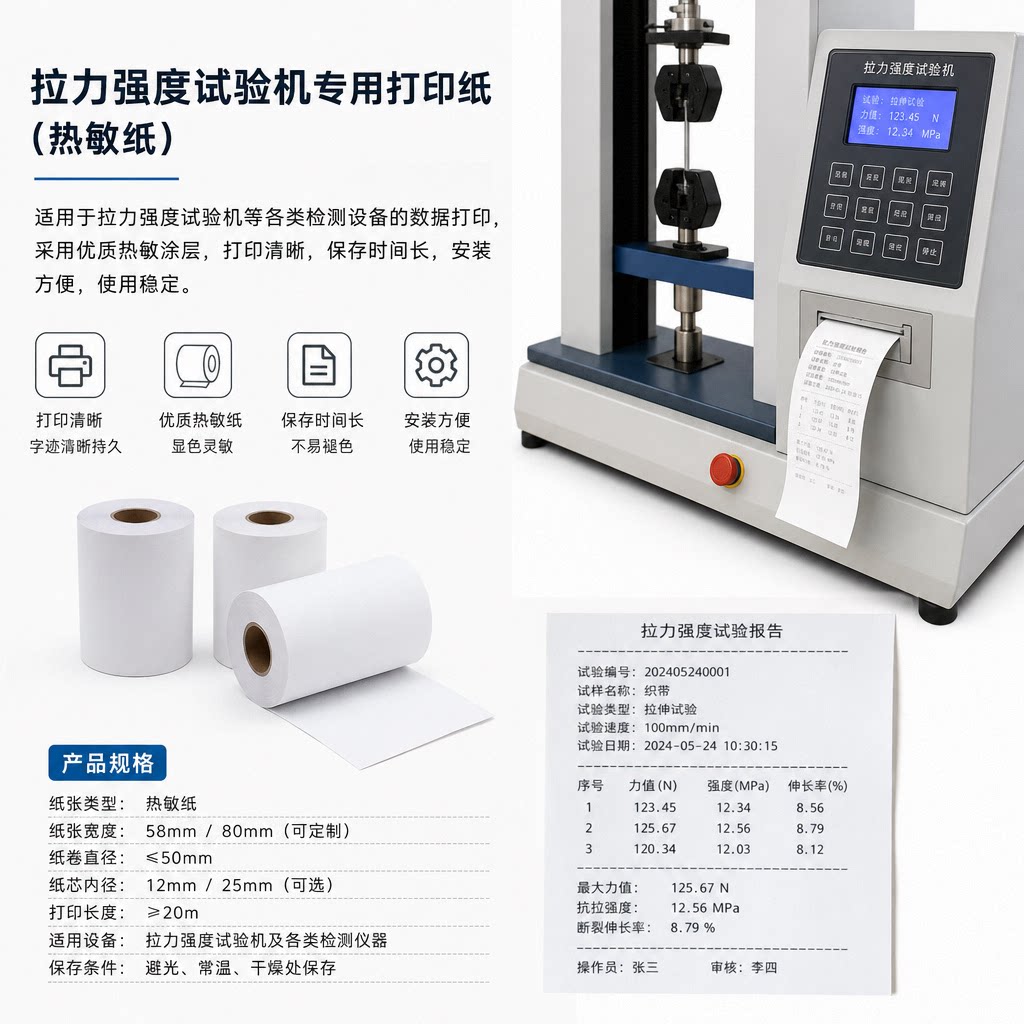 耐破强度测试仪拉力强度试验机热敏打印纸专用57/56/55小票通用