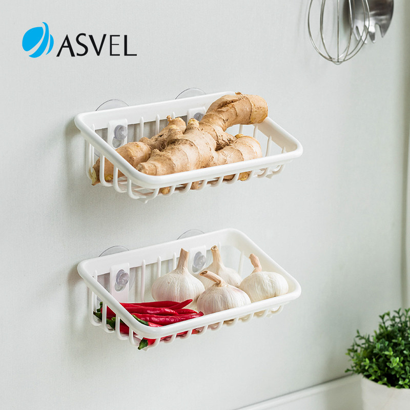 日本进口asvel抗菌免打孔收纳篮