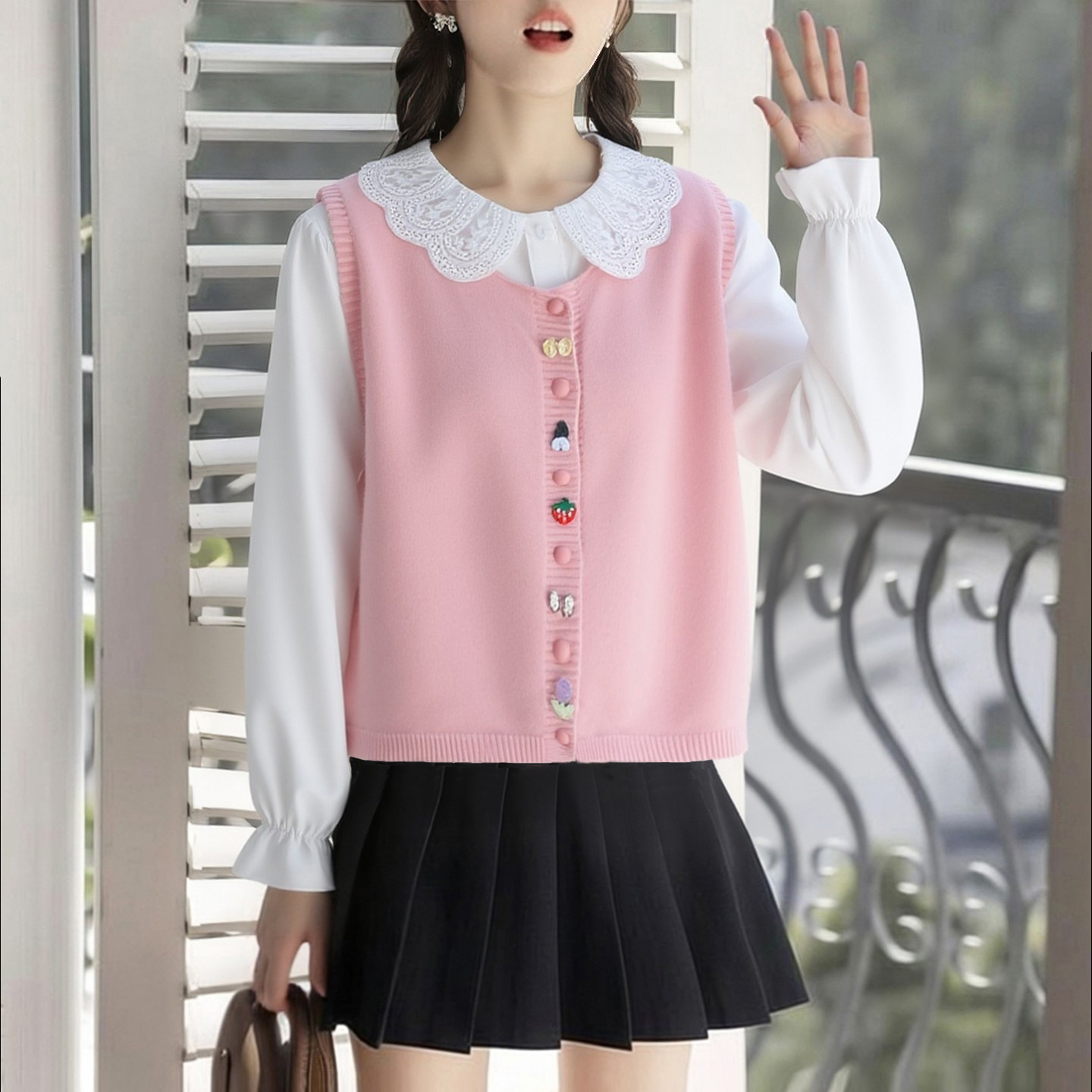 针织马甲女时髦洋气春秋新款叠穿上衣宽松大码毛衣背心坎肩开衫,女装/女士精品,马夹,淘宝优惠券,粉丝福利购,淘宝优惠卷