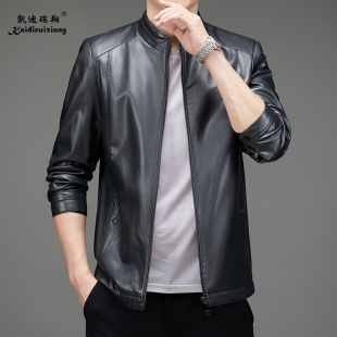 高端头层皮机车潮牌夹克 皮衣中青年男装 凯迪瑞翔休闲商务时尚 男士