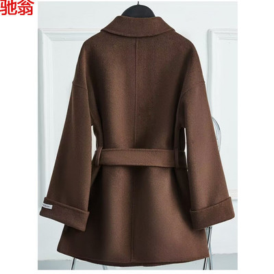 H8A春秋冬季1OO%纯羊毛呢外套短款高挡双面羊绒大衣女士中长款小