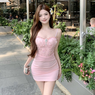 5798跨境外贸女装 网红主播露锁骨宴会礼服连衣 批发东南亚法式