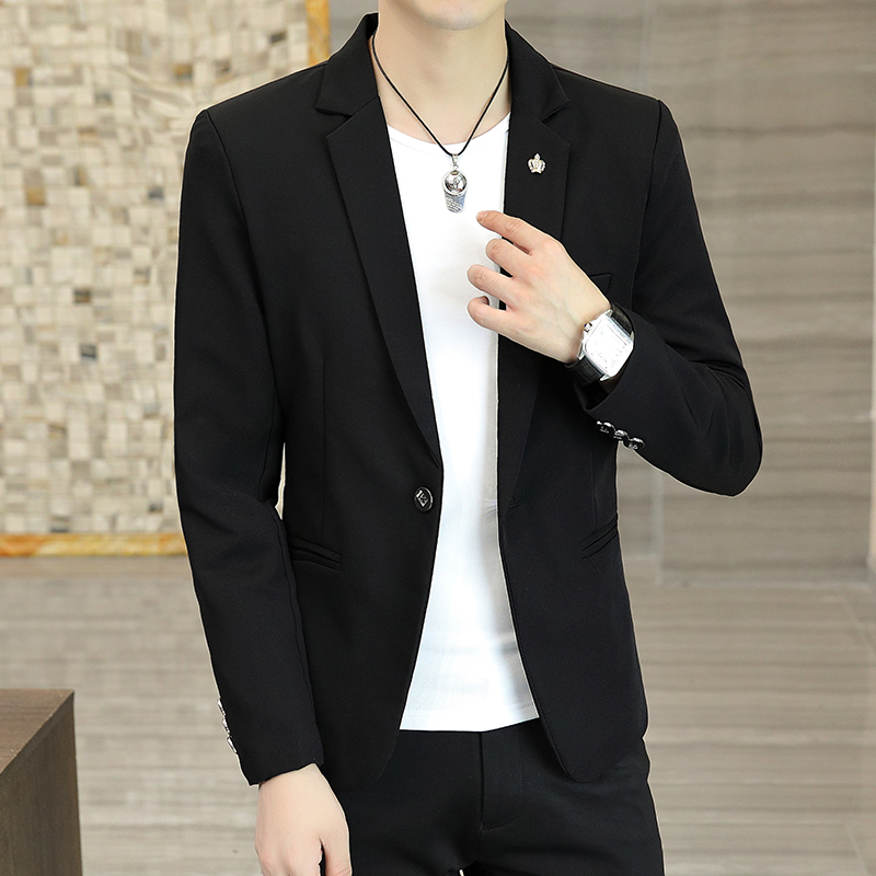 西装男士休闲韩版修身薄款青年帅气小西装春秋季学生潮流西服外套