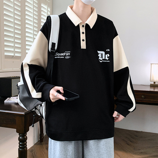 秋冬季 青少年加绒卫衣男孩初高中学生加厚长袖 t恤POLO衫 大童秋装