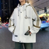 潮牌薄款 连帽夹克男春秋季 2026年新款 上衣青年帅气百搭冲锋衣外套