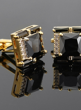 方钻男士锆石水晶袖扣时尚法法式衬衫西装袖口扣cuffinks跨境热销