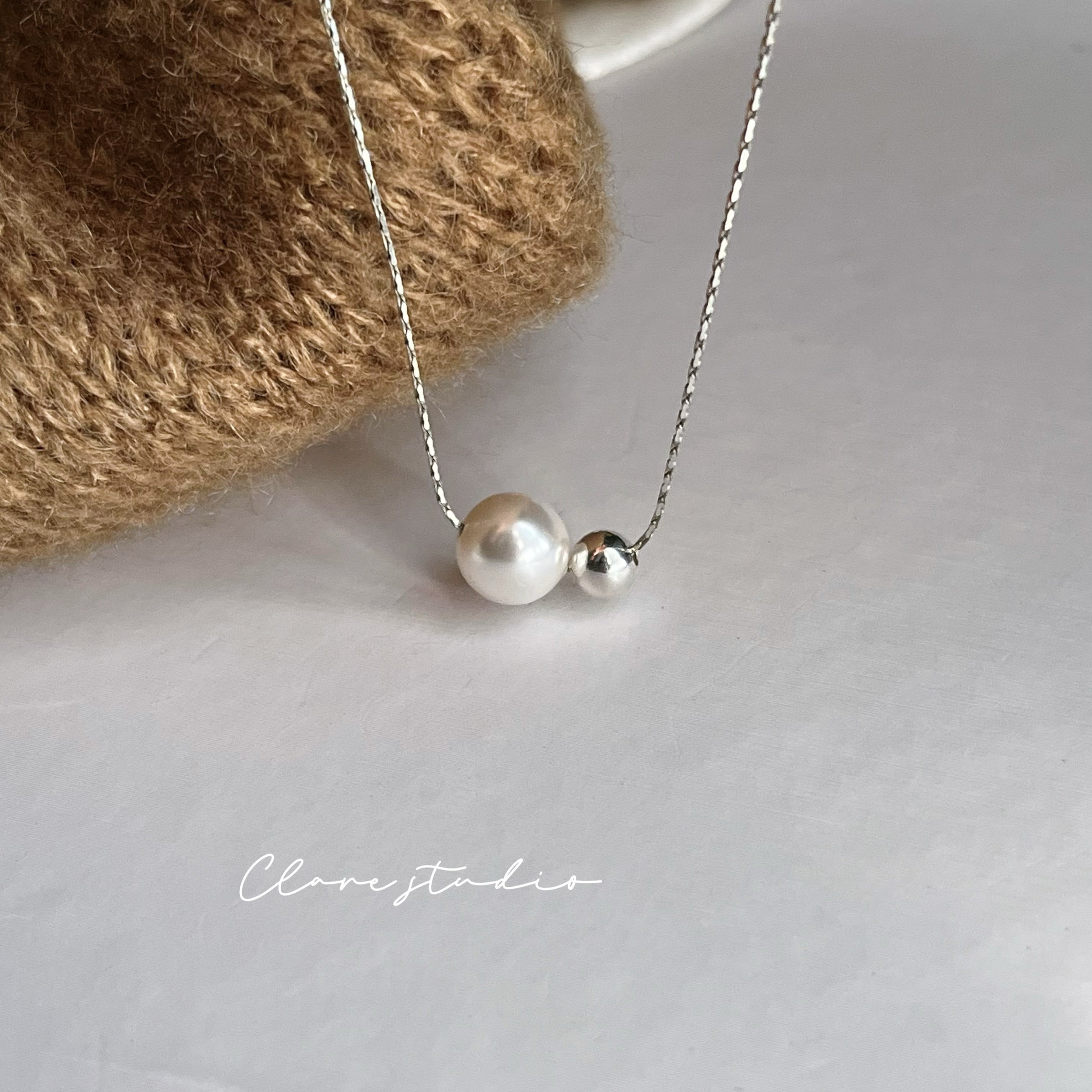 极简风气质施家人造珍珠项链纯银路路通轻奢小众高级感设计锁骨链