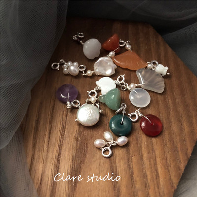 diy珍珠玉石小滴溜吊坠两件包邮