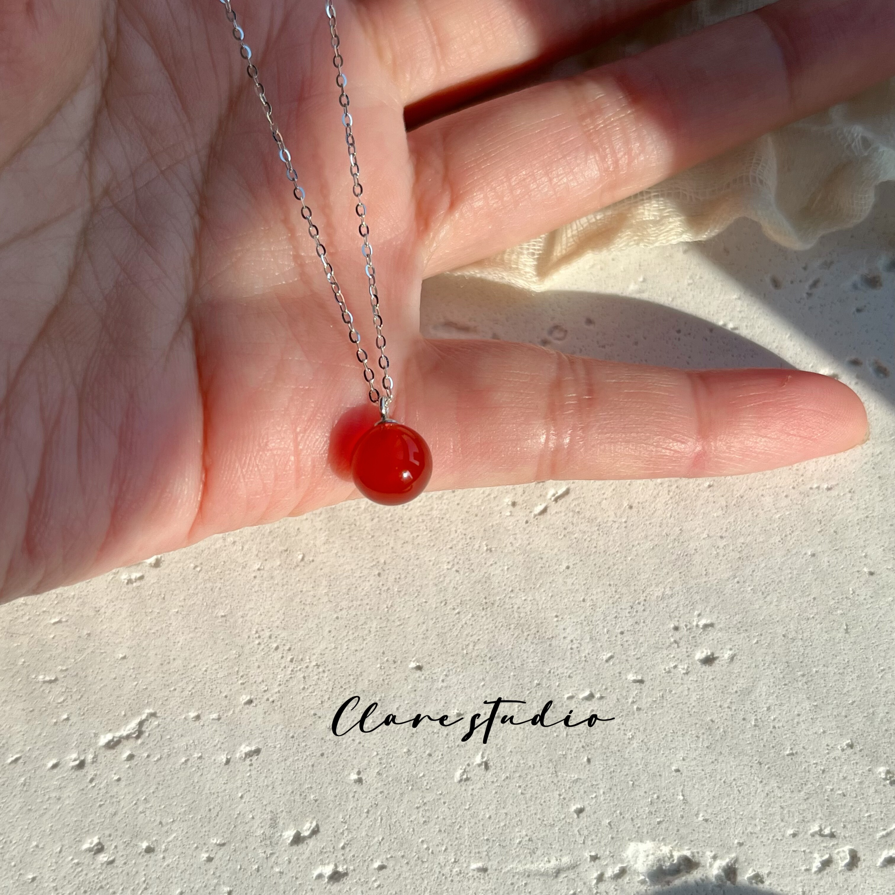 基础款天然红玛瑙吊坠项链纯银新中式新年本命年复古简约锁骨链,饰品/流行首饰/时尚饰品新,项链,淘宝优惠券,粉丝福利购,淘宝优惠卷