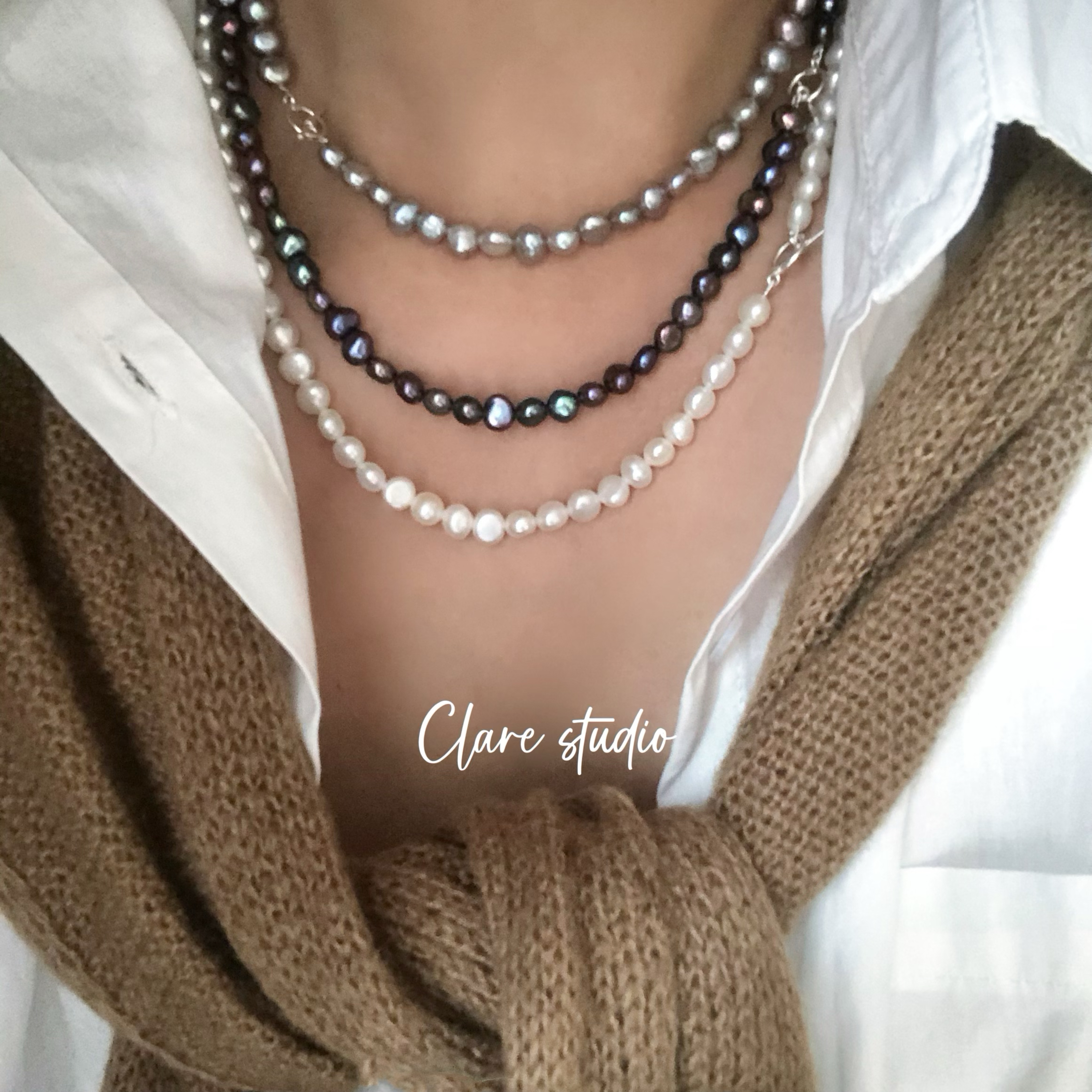 慵懒随性毛衣链项链巴洛克珍珠