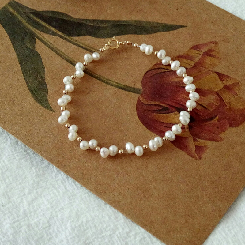 ³¬ÃÀÍÆ¼ö¡£ÊÖ×÷ÌìÈ»µË®ÕäÖéÊÖÁ´ ÃÀ²ú14k°ü½ðÆøÖÊÊÖ´®Å®ÇåÐÂÎÄÒÕ