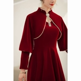 Вечернее платье, демисезонный бордовый бархатный лонгслив, большой размер, коллекция 2023