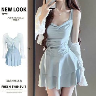 泳衣女连体裙式高级感显瘦遮肚保守仙女范罩衫防晒性感温泉游泳装