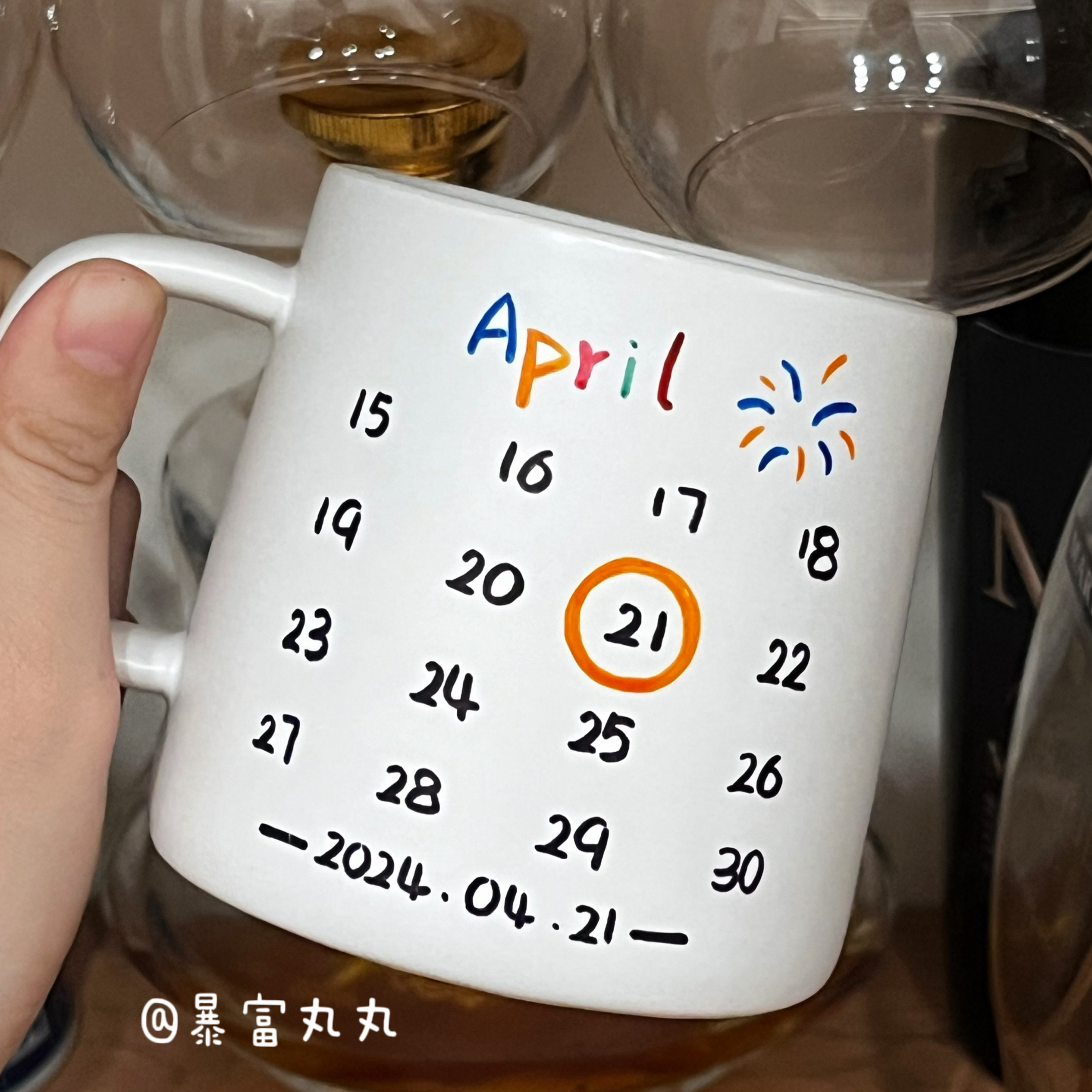 diy日期图手绘定制名字专属杯子!
