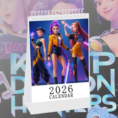 现货爆款猎魔女团2026年台历礼线圈台历卡通KPOP demo hunte周边