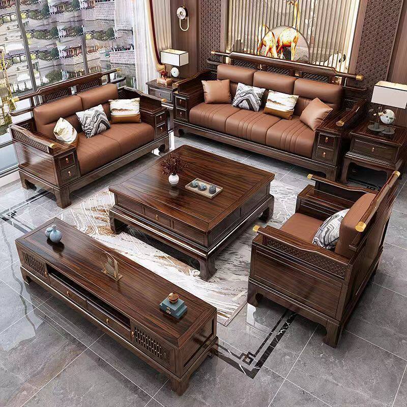 新中式乌金木全实木沙发组合客厅2026新款冬夏两用高端中国风储物