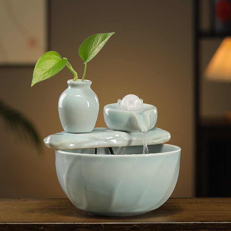 中式小型风水球流水器喷泉摆件循环水家居客厅办公室茶桌面装饰品