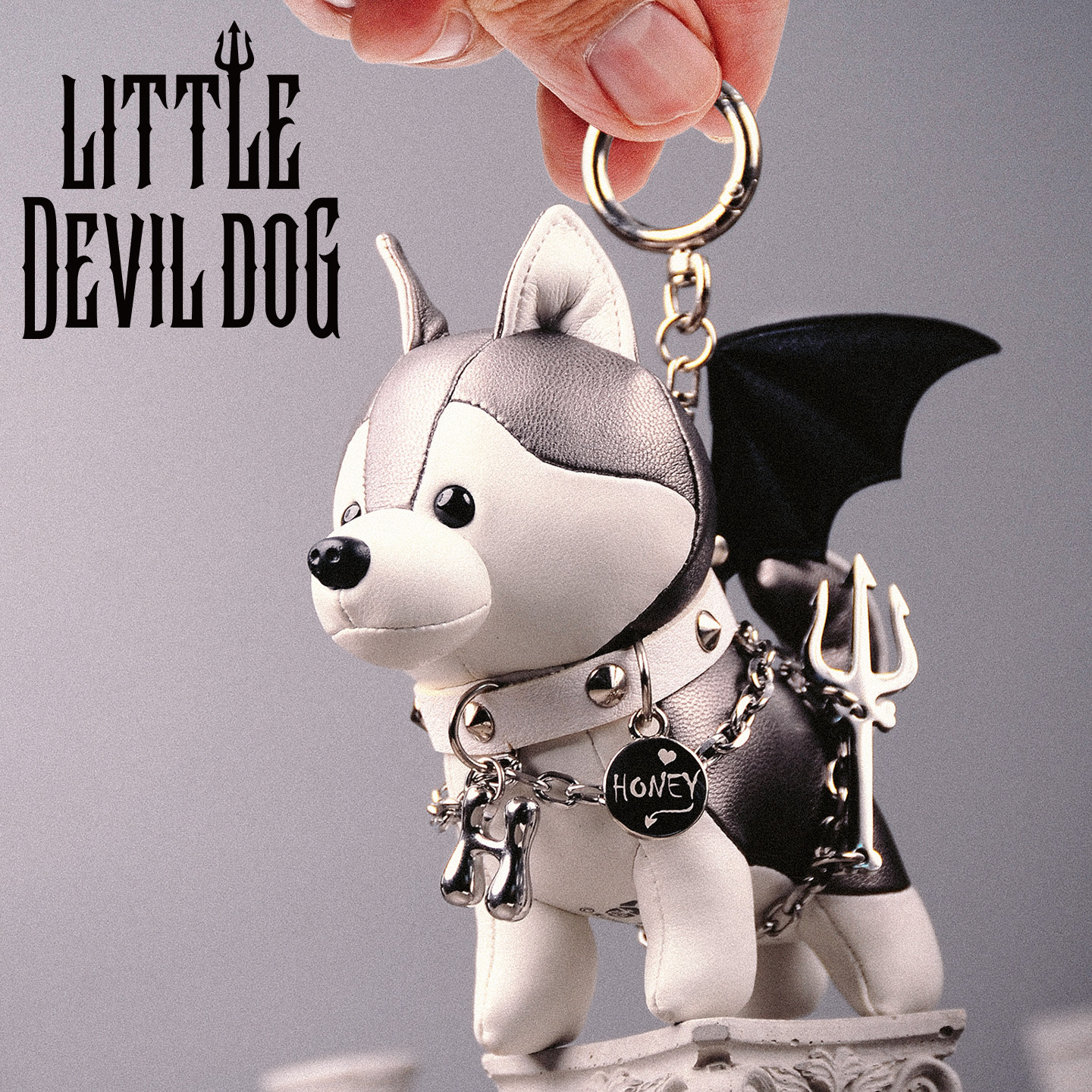 Heshan【哈士奇小恶魔】定制小狗挂饰玩偶原创设计皮质挂件