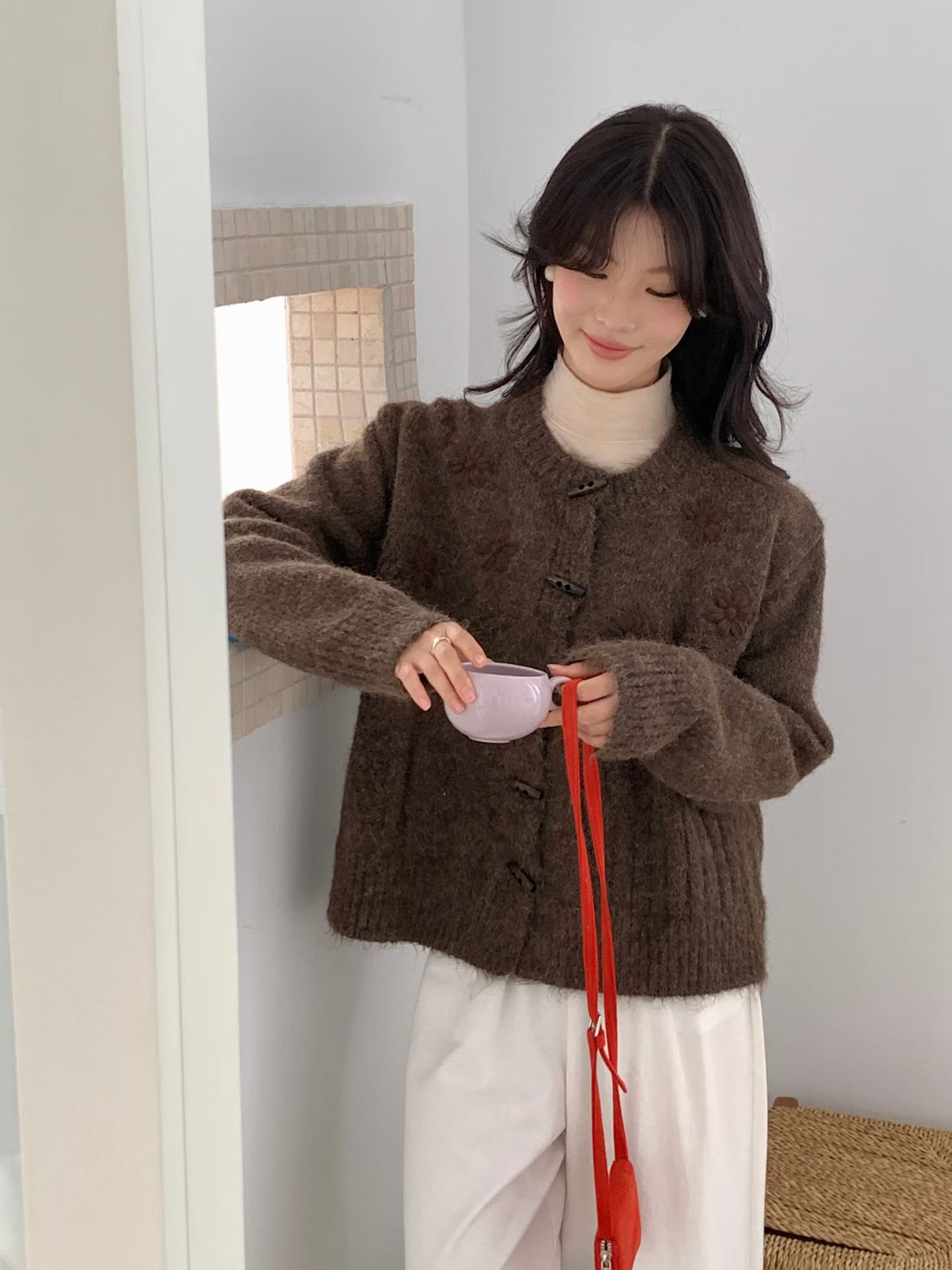 2025秋冬新款韩版宽松显瘦圆领针织开衫女百搭毛衣外套上衣