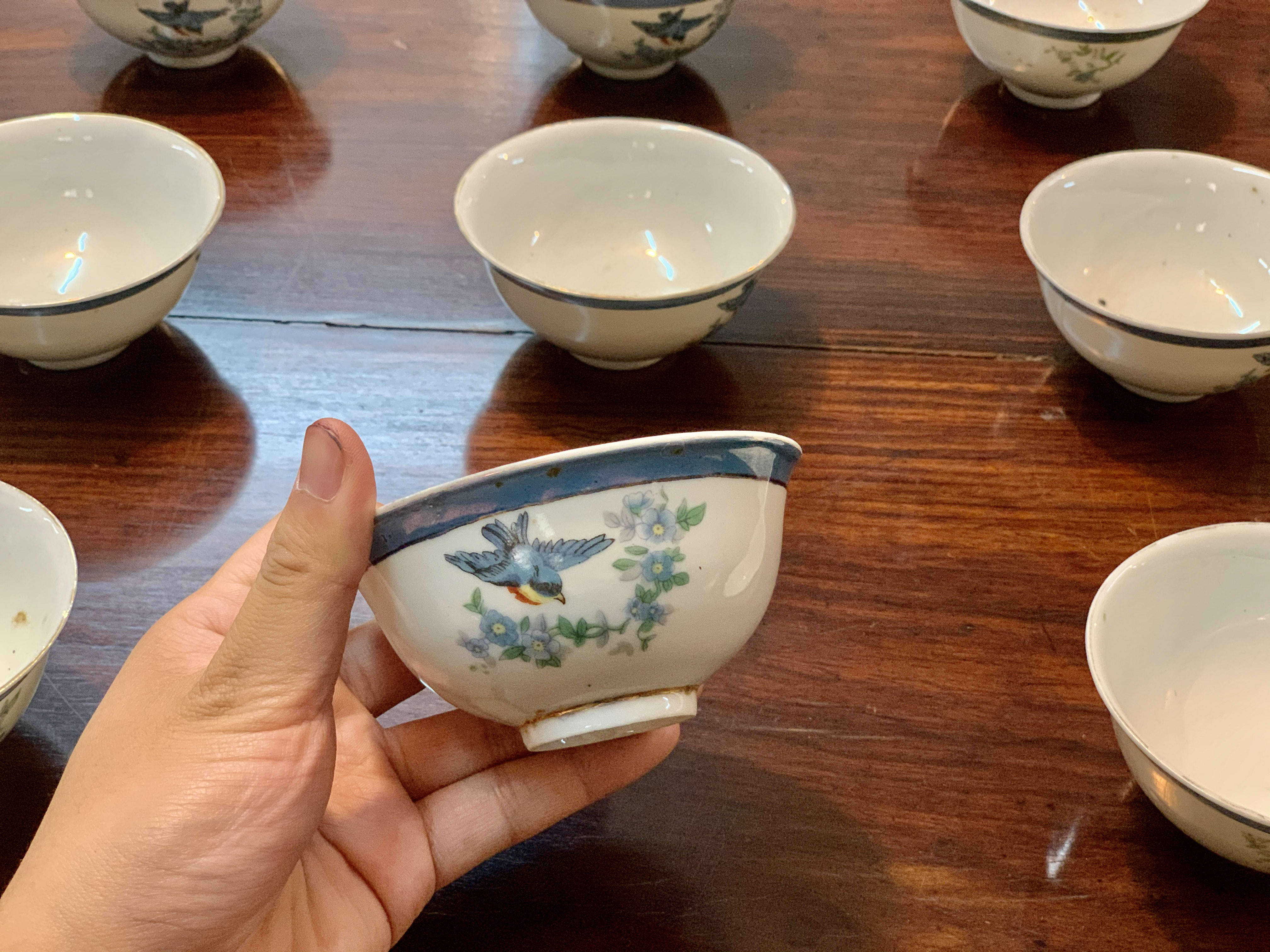 日月堂民国粉彩燕归来茶杯一只 茶碗古董古玩收藏真品瓷器老物件