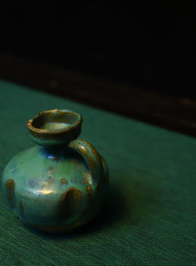 日月堂民国绿釉紫砂摆件古玩古董