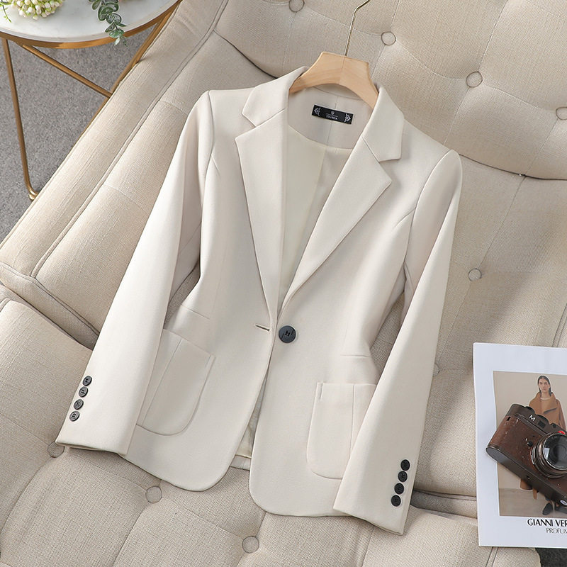 时尚跨境白色西装显瘦女装外套2024秋季小个子修身欧美女士小西服