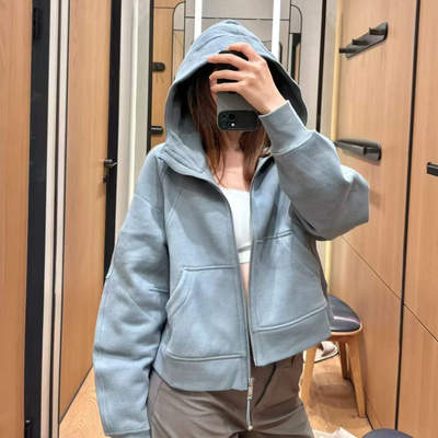 scub经典运动全拉链卫衣帽衫女