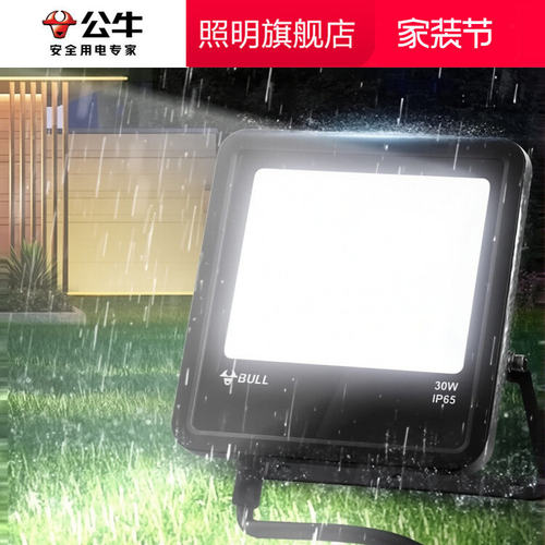 公牛家用户外农村院子照明庭院路灯投射探照30瓦50w防水led投光灯