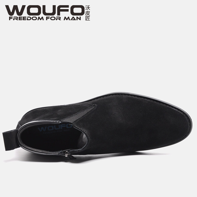 AUTUMN AND WINTER NEW HIGH-TOP LEATHER SHOES MENS TREND BRITISH NUBUCK LEATHER CHELSEA BOOTS LEATHER ZIPPER BUSINESS CASUAL BOOTS