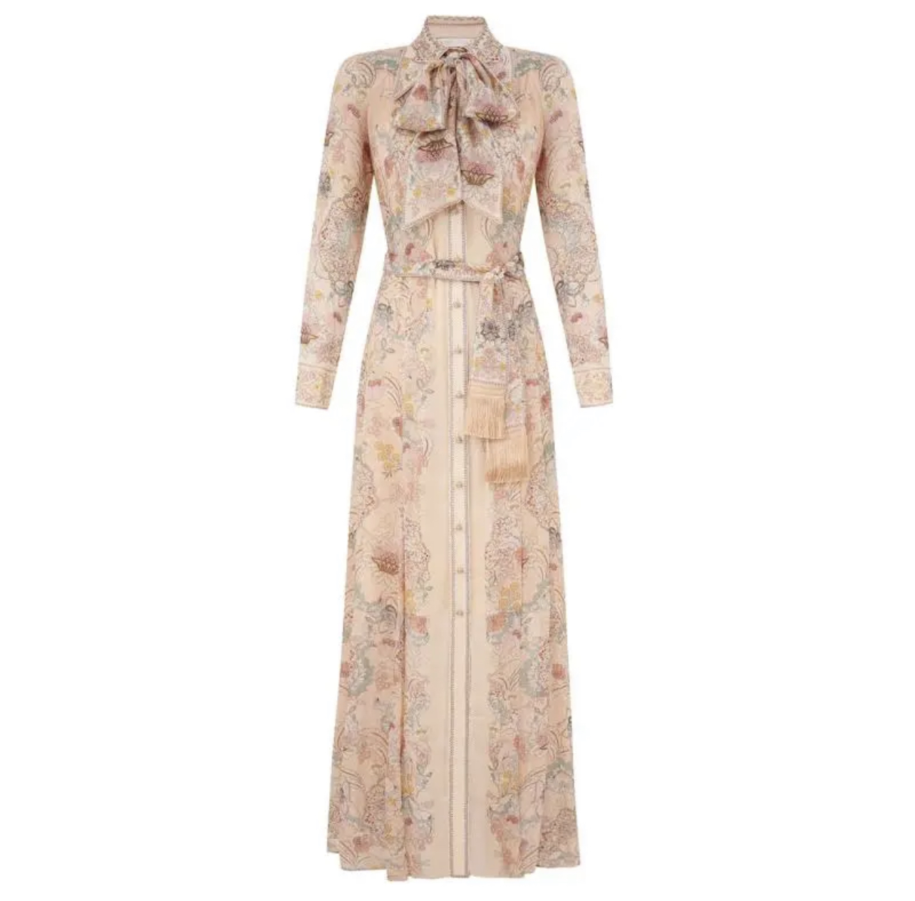 thumbnail for Z family light luxury haute couture 2026 new printed breasted elegant temperament belt cinched waist long dress