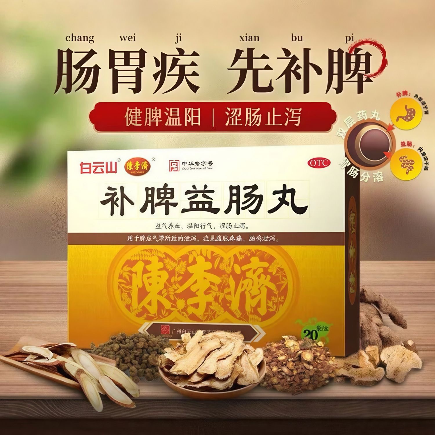 【陈李济】补脾益肠丸6g*20袋/盒益气养血脾虚脾胃虚弱脾虚气滞腹胀