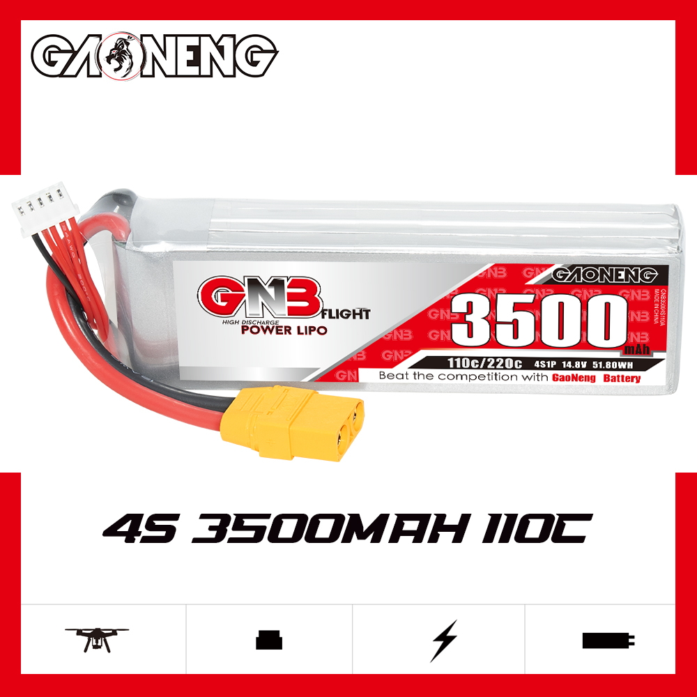 GNB高能3500mAh 4S 14.8V 110C固定翼穿越机动力锂电池遥控RC航模