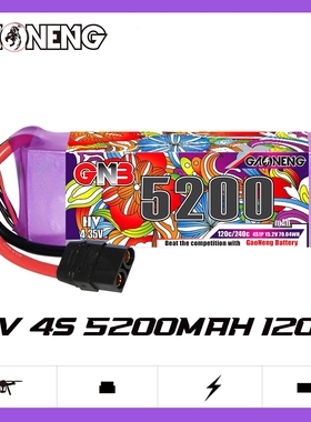 GNB高能5200mAh 4S 15.2V 120CHV遥控攀爬车动力聚合物电池RC模型