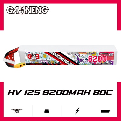 GNB高能8200mAh 12S 45.6V 80C遥控无人机直升机锂电池RC航模LiHV