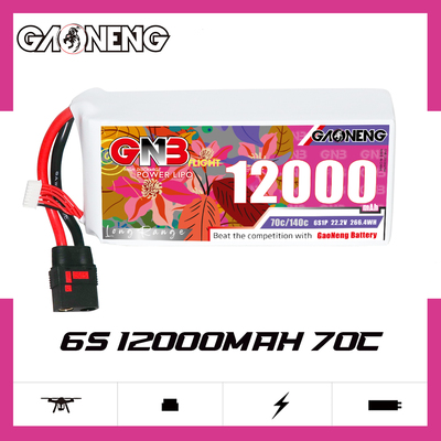 GNB高能12000mAh 6S 22.2V 70C穿越机10寸13寸长续航锂电池RC航模