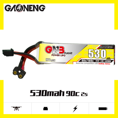 GAONENG高能 530mAh 2S 7.6V 90C HV FPV穿越机重量轻锂电池LiPo