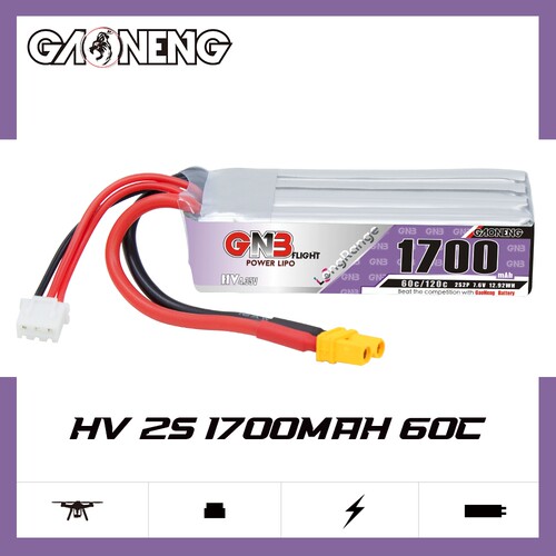 GNB高能1700mAh 2S2P 7.6V 60C HV RC遥控摩托车自行车1:8锂电池