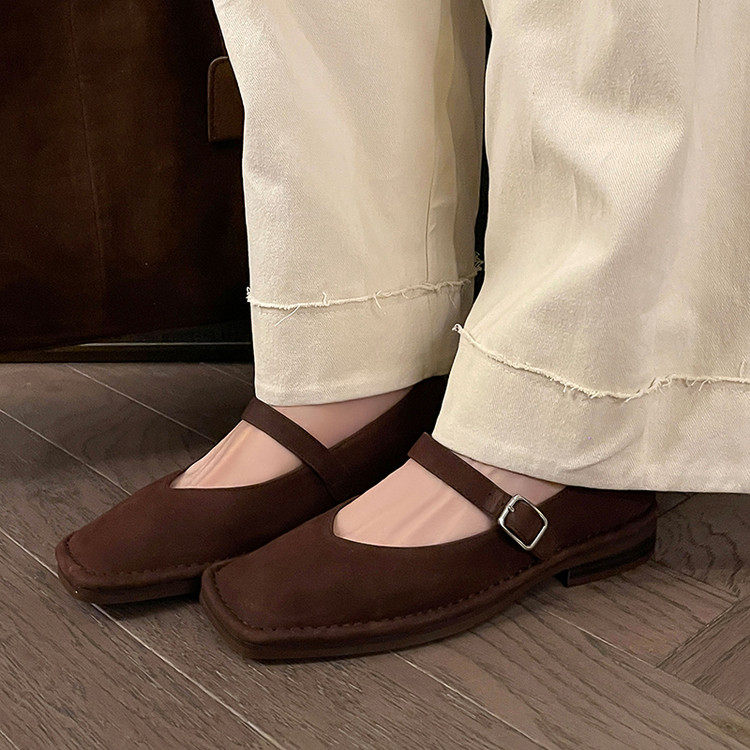 文艺复古风2026单鞋女方头浅口玛丽珍鞋慵懒松弛感平底小皮鞋,女鞋,浅口单鞋,淘宝优惠券,粉丝福利购,淘宝优惠卷