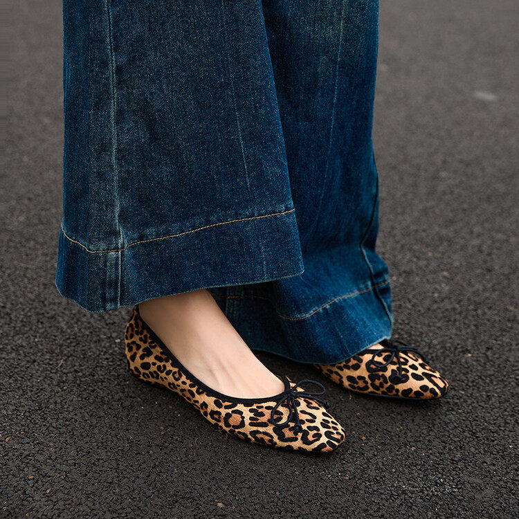 轻奢风法式马毛方头浅口内增高豹纹蝴蝶结气质百搭法式女舒适单鞋,女鞋,浅口单鞋,淘宝优惠券,粉丝福利购,淘宝优惠卷