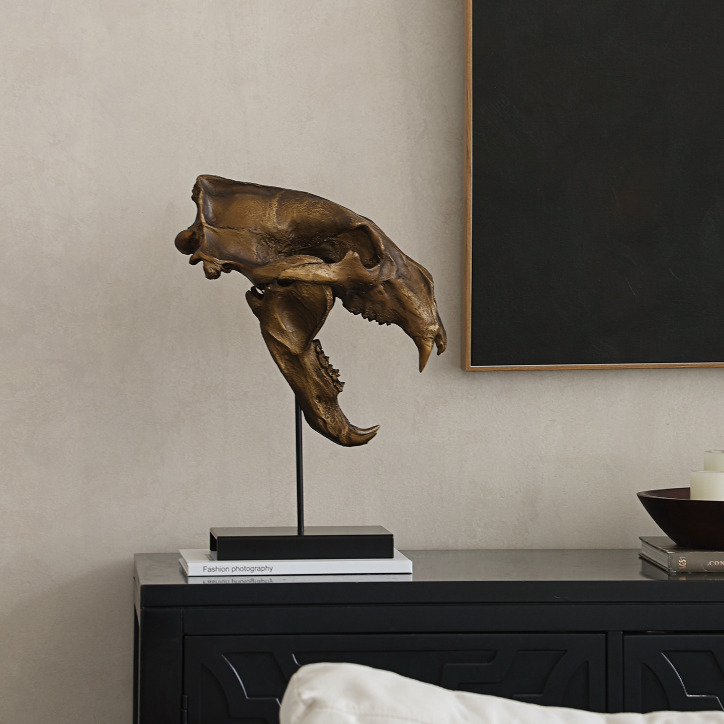 形上剑齿虎雕塑玄关客厅书房摆件