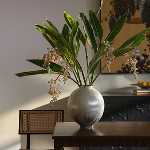 形上景德镇手作 银彩花瓶大号水培月亮罐花器藏品摆件 银月如歌