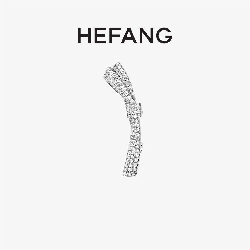 [618狂欢节]HEFANG何方珠宝飘带胸针原创设计轻奢饰品高级感ds