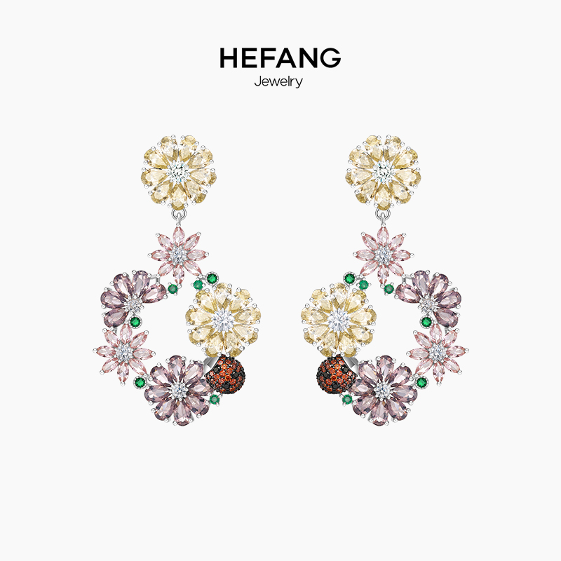 HEFANG Jewelry/ºÎ·½Ö鱦»¨´Ø¶ú»· ´¿ÒøÅ®Éϵ³¬ÏÉÆøÖʶú×¹¶úÊÎÆ·