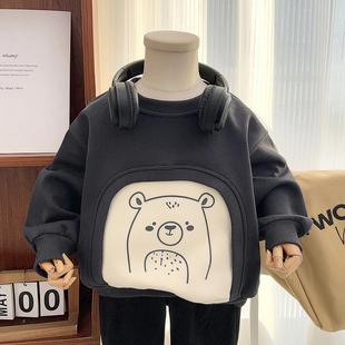 男童卫衣春秋季2025新款儿童长袖t恤衫宝宝春装洋气卡通打底T上衣